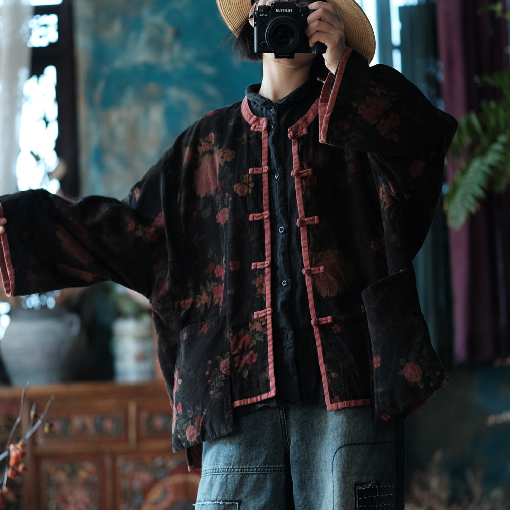 Veste en velours à fleurs vintage