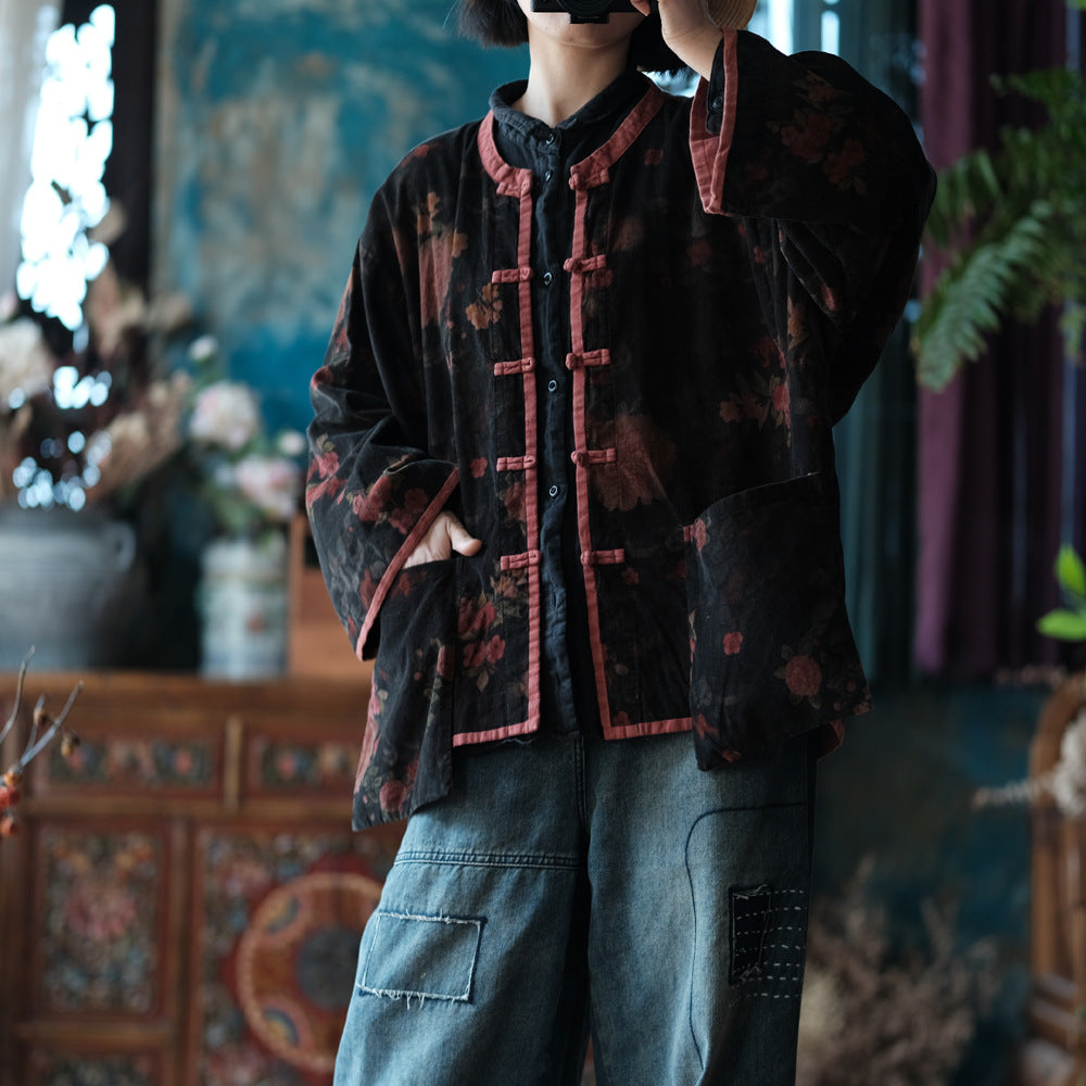 Veste en velours à fleurs vintage