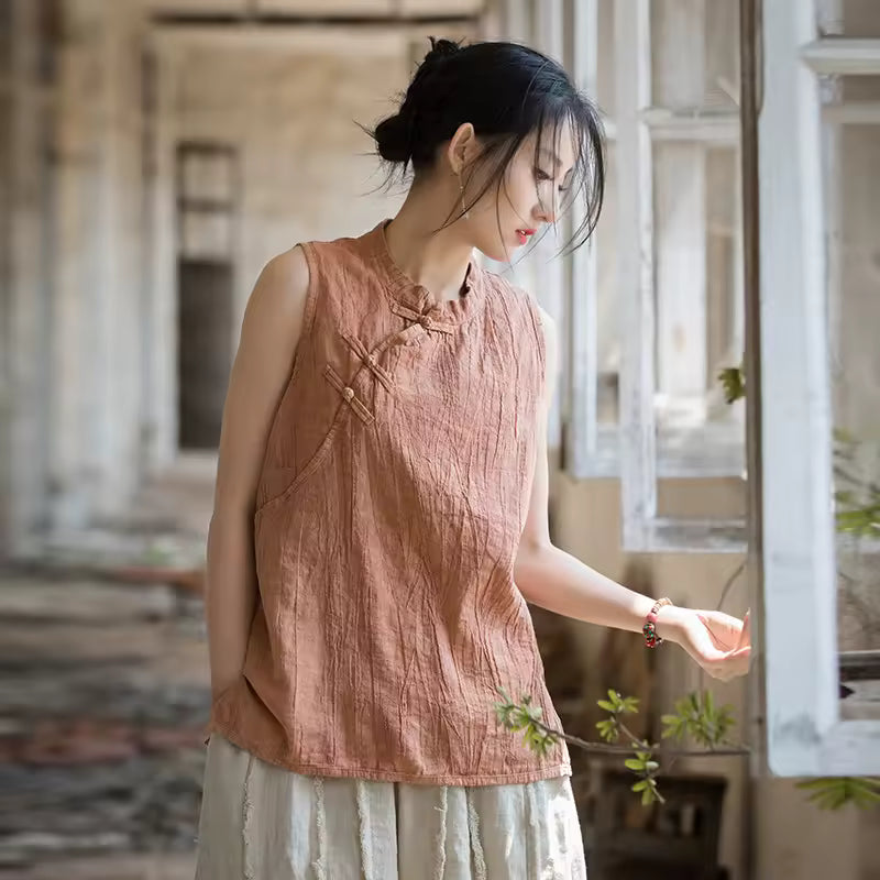 Vintage Cross Linen Blouse