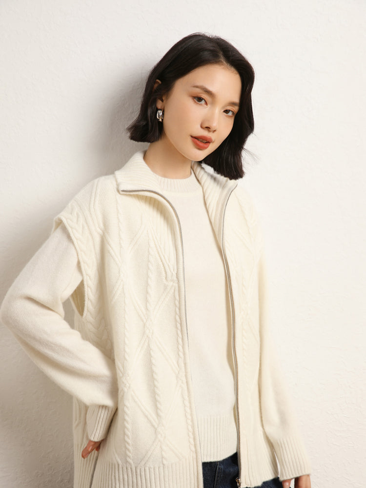 Gilet en tricot de laine et cachemire
