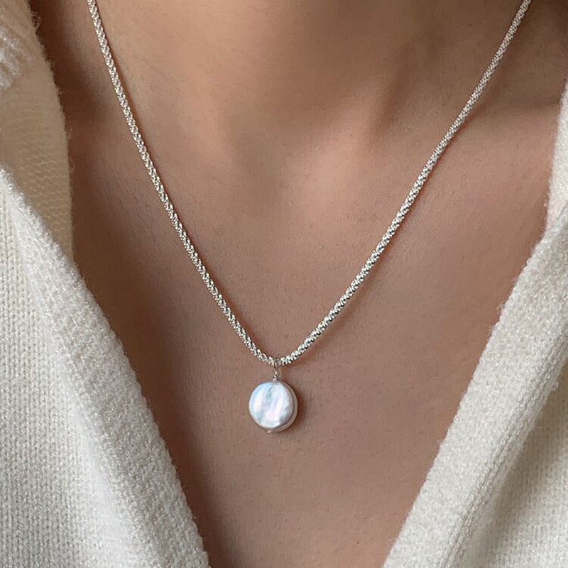 Collier de perles rondes en argent sterling 925