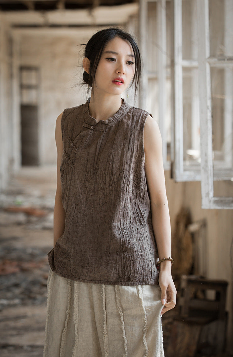 Vintage Cross Linen Blouse