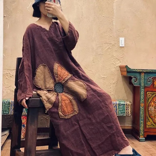 Robe patchwork vintage à fleurs
