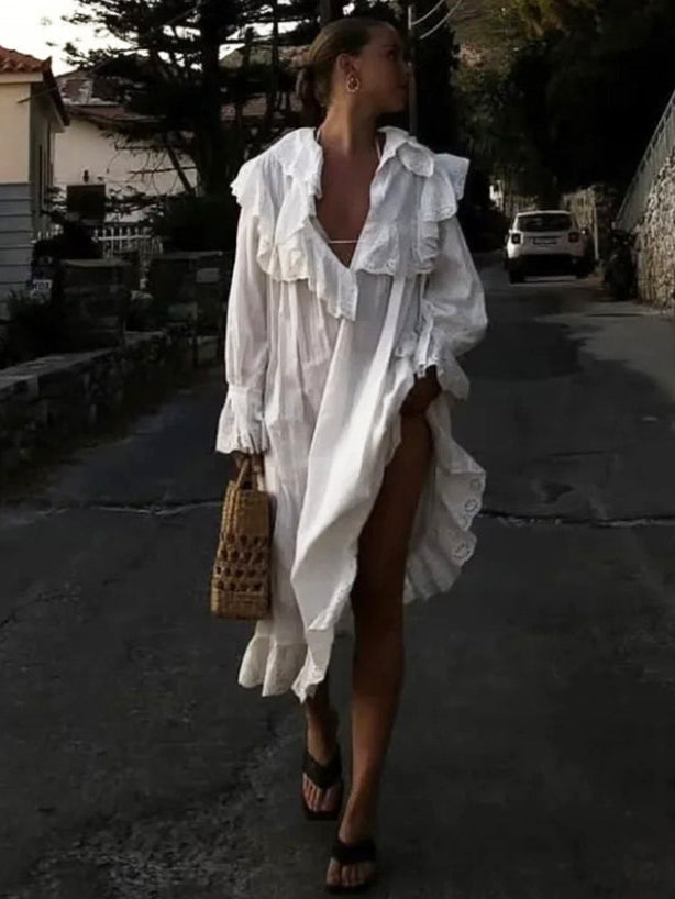 Vestido midi de encaje bohemio