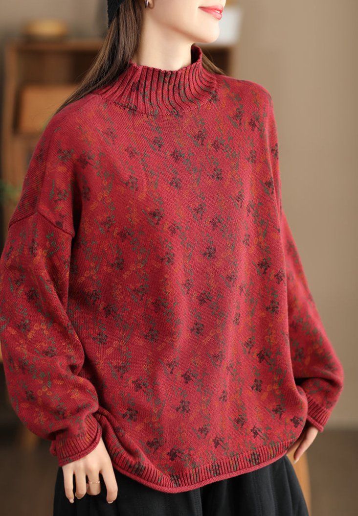 Suéter de punto vintage con flores