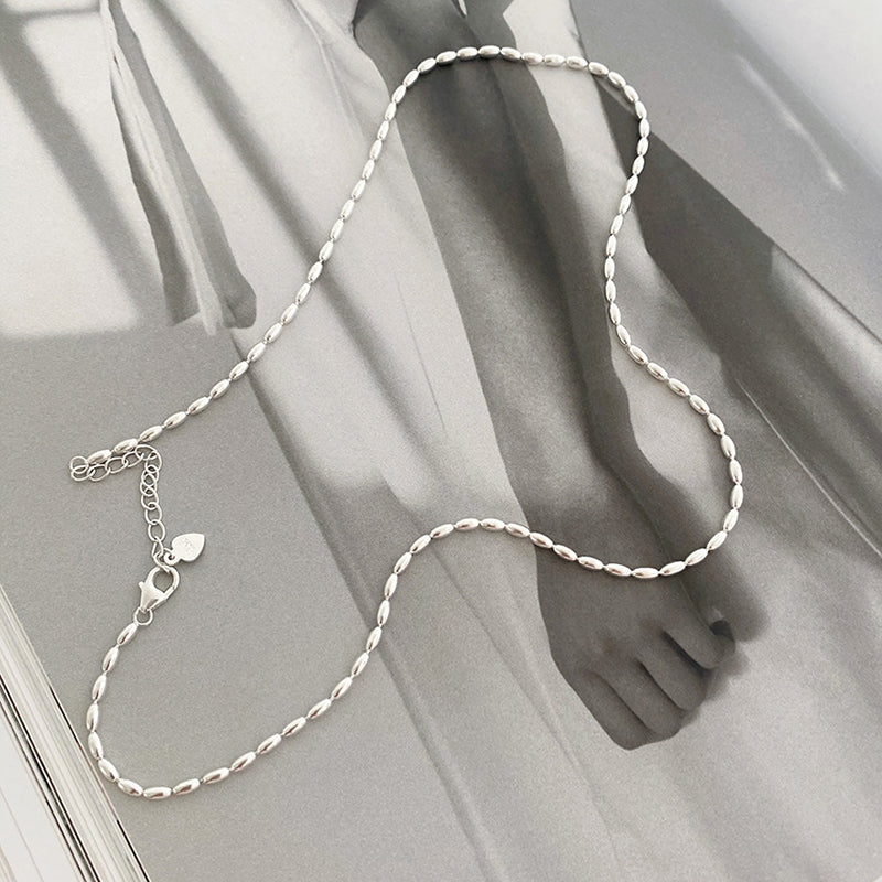 Collier ras du cou en argent sterling 925 avec perles géométriques simples