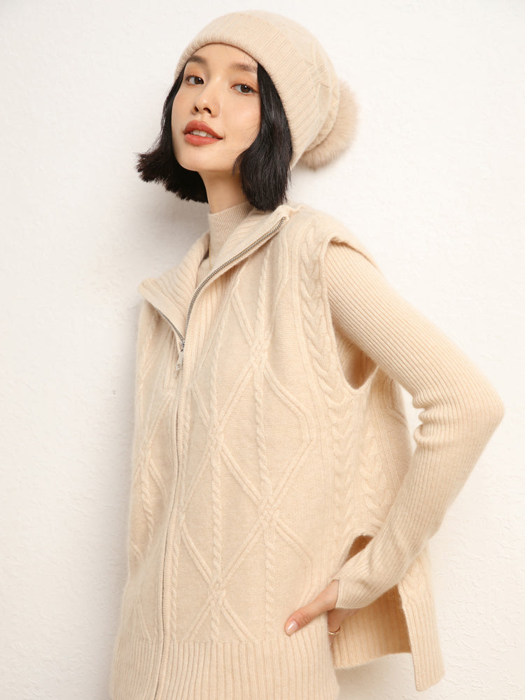 Gilet en tricot de laine et cachemire