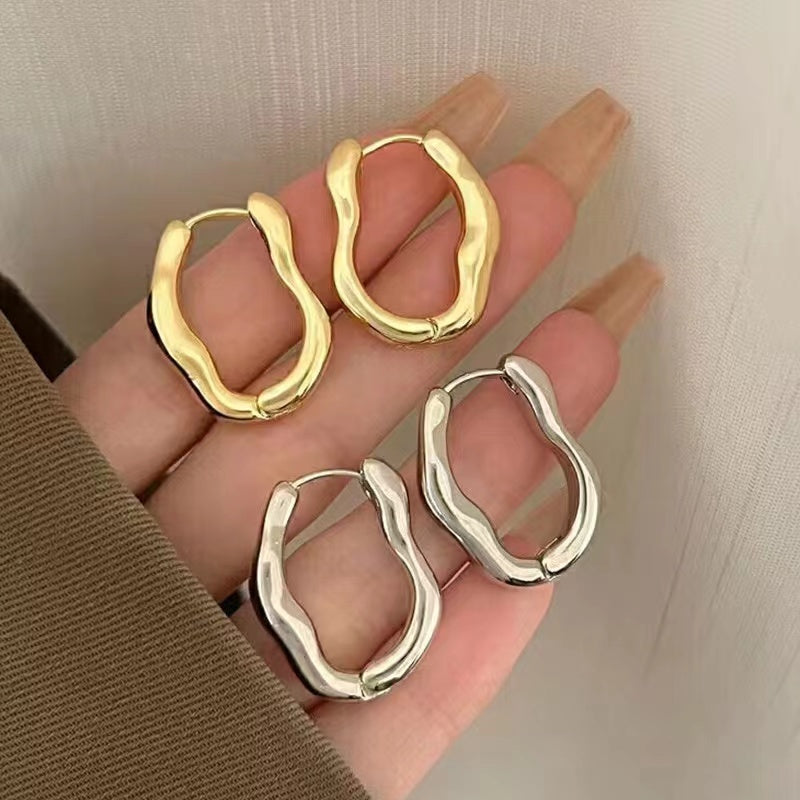 Boucles d'oreilles à tige en argent sterling 925 de forme irrégulière