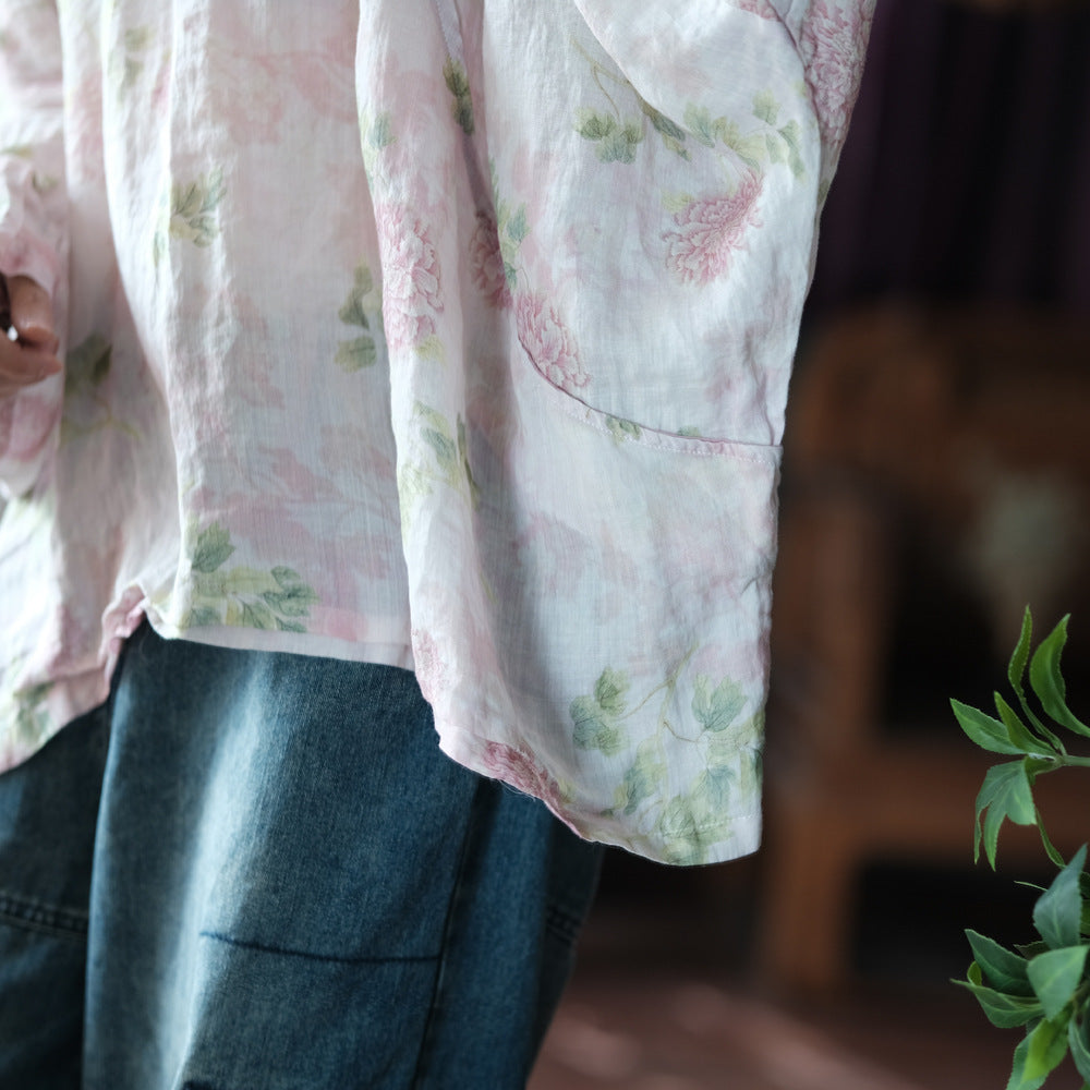 Chemisier vintage à fleurs et coupe-vent