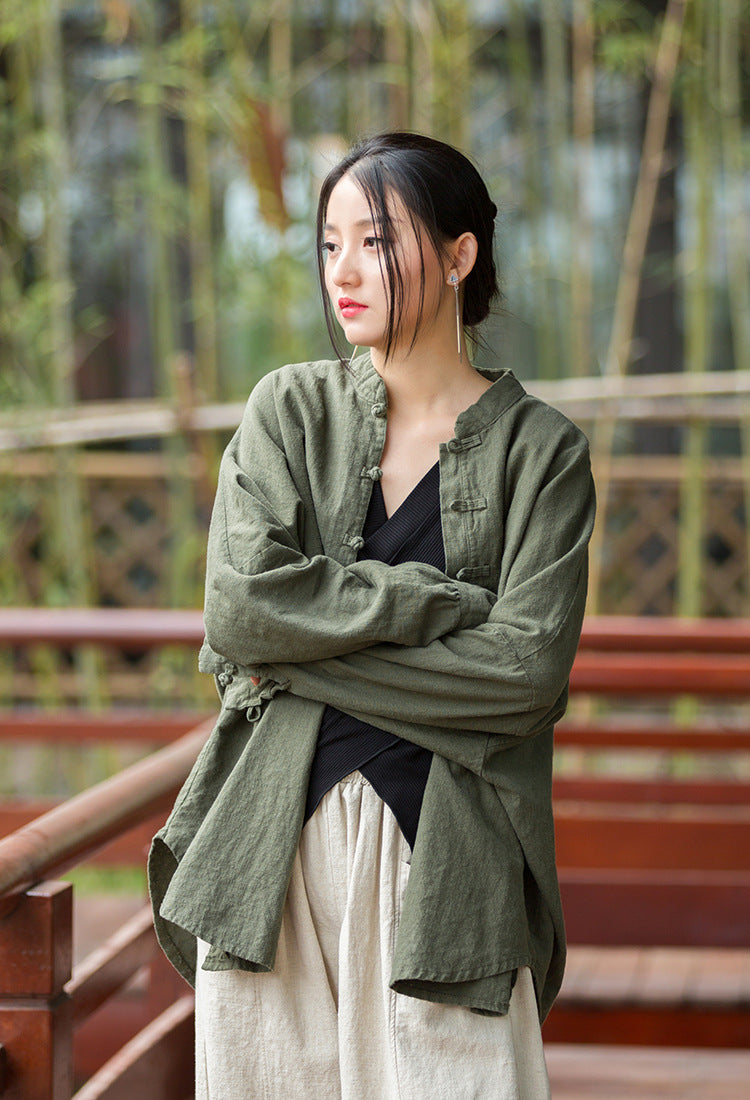 Chaqueta de lino de gran tamaño Nature