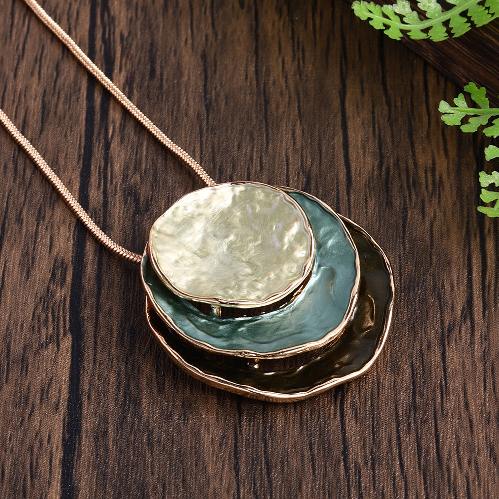 Ensemble de bijoux géométriques superposés Luna Drop,