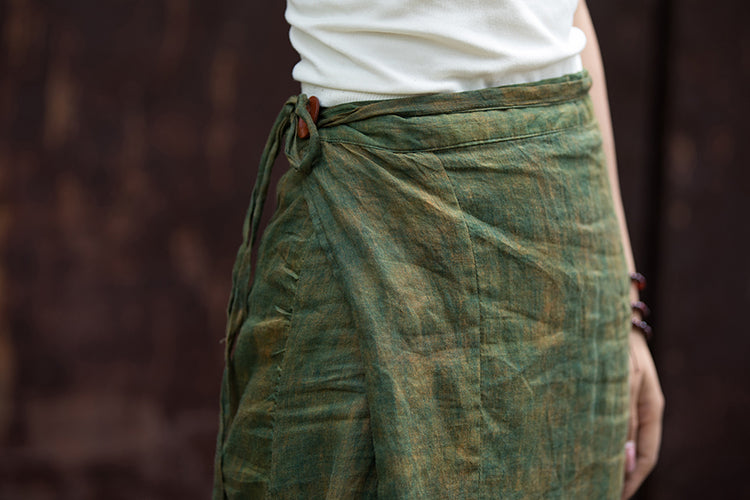 Jupe portefeuille vintage en lin