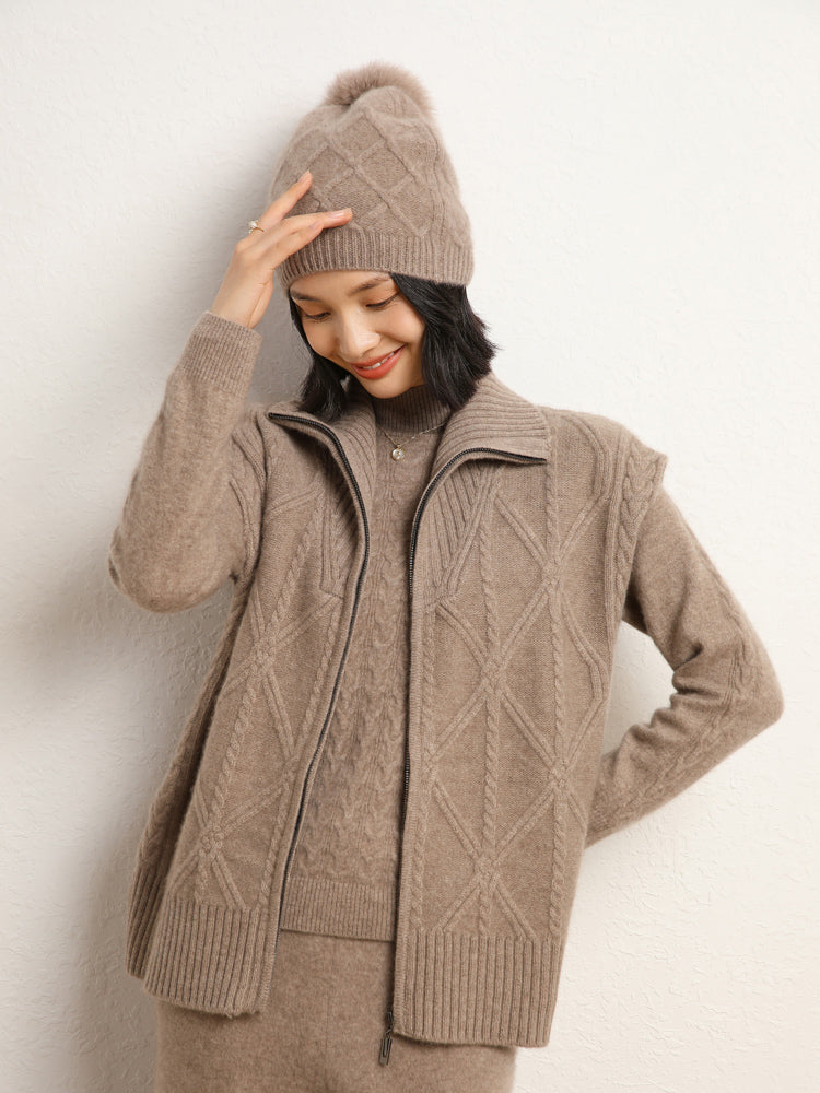 Gilet en tricot de laine et cachemire