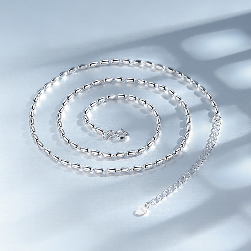 Collier ras du cou en argent sterling 925 avec perles géométriques simples