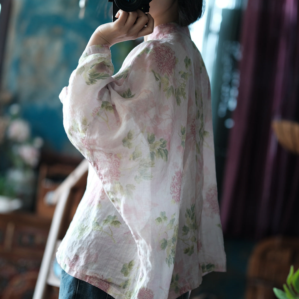 Chemisier vintage à fleurs et coupe-vent
