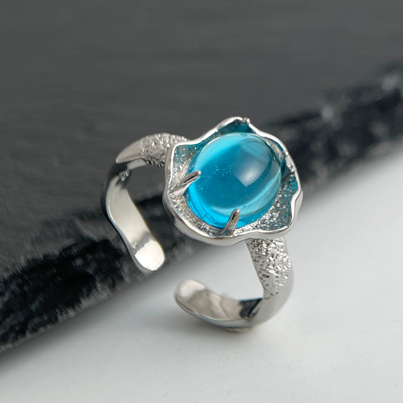 Ensemble de bagues minimalistes en argent sterling 925 avec pierre de lune, fait à la main