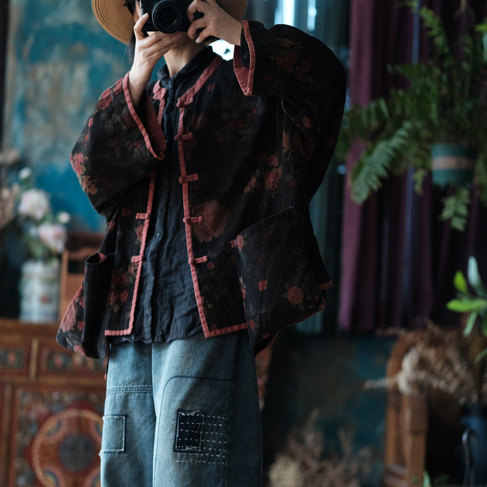 Veste en velours à fleurs vintage