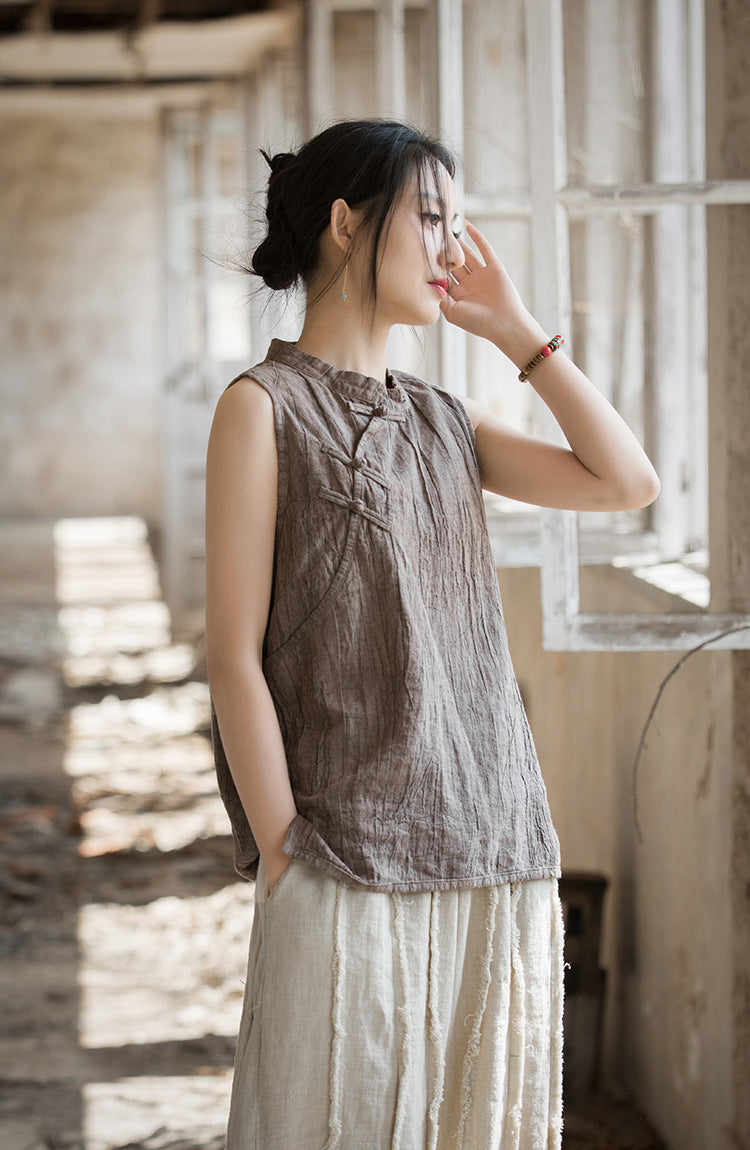 Vintage Cross Linen Blouse