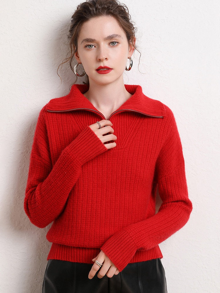 Pull demi-zip en cachemire Elite