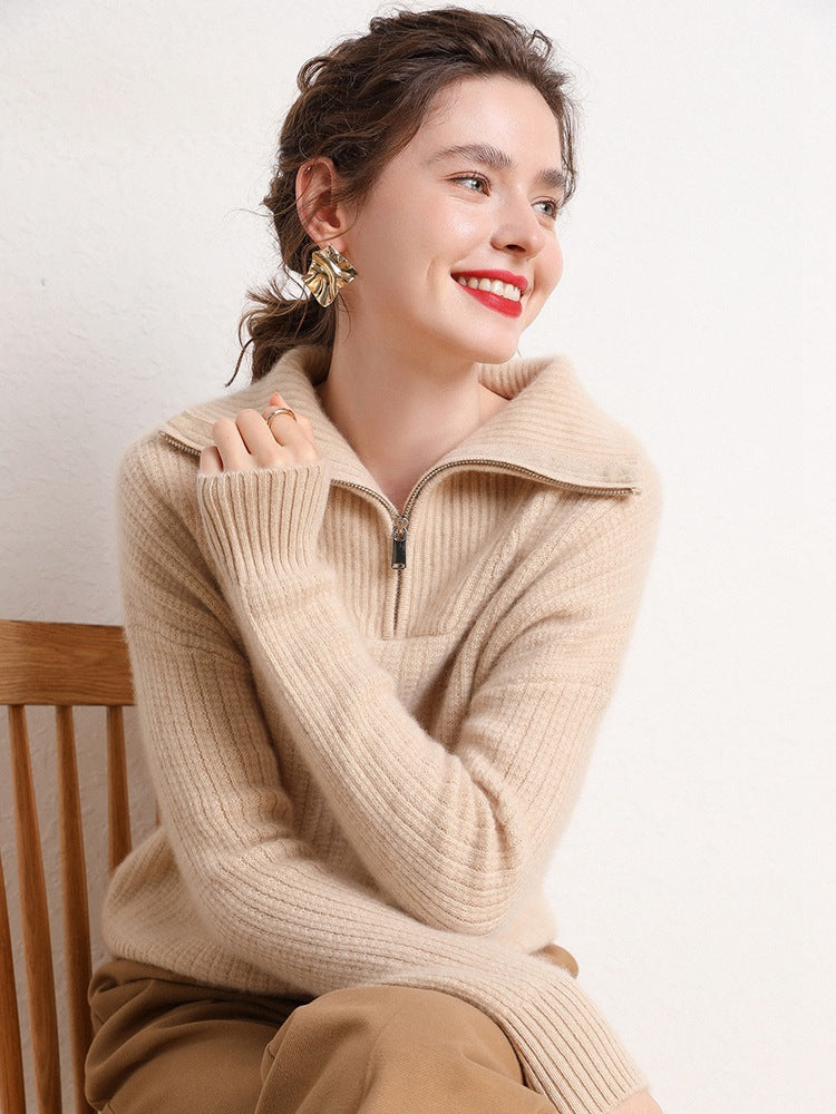 Pull demi-zip en cachemire Elite
