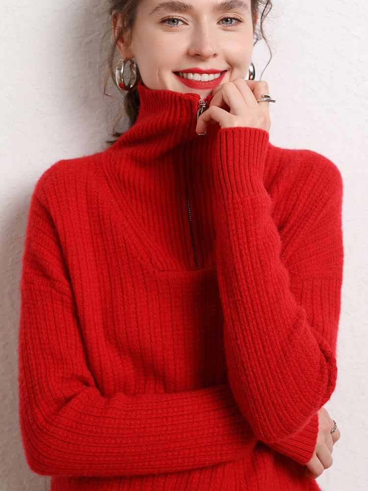 Pull demi-zip en cachemire Elite