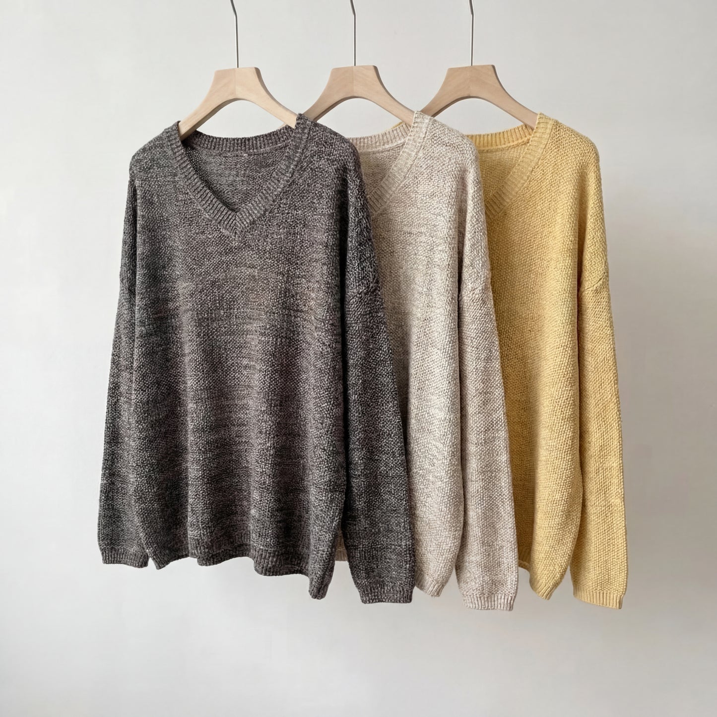 Vintage Casual V-Neck Oversized Knit Sweater – Cotton Blend