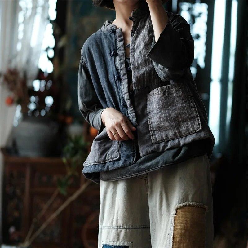 Boho Cotton Linen Striped Vest