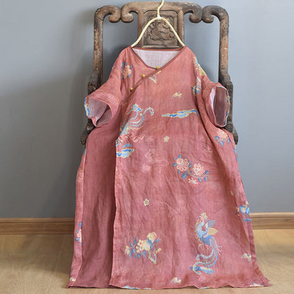Aurelia Vintage Ramie Tunic Dress - Oriental Inspired