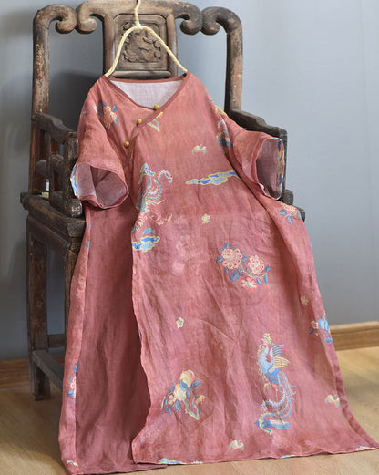 Aurelia Vintage Ramie Tunic Dress - Oriental Inspired