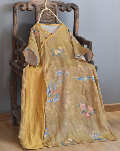 Aurelia Vintage Ramie Tunic Dress - Oriental Inspired