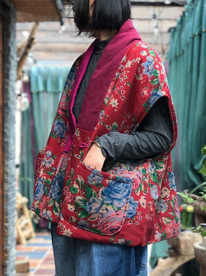 Ethnic Patchwork Linen Vest – Boho Vintage Style