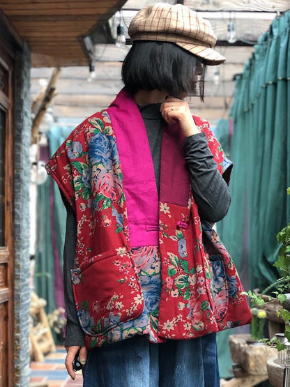 Ethnic Patchwork Linen Vest – Boho Vintage Style