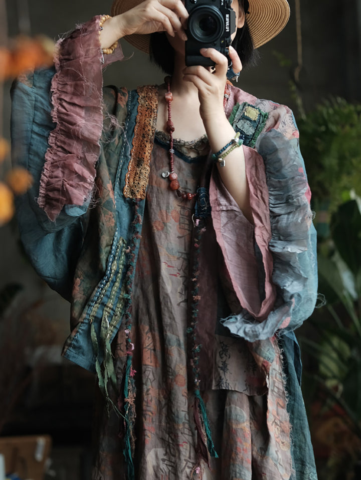 Boho Patchwork Ramie Blouse