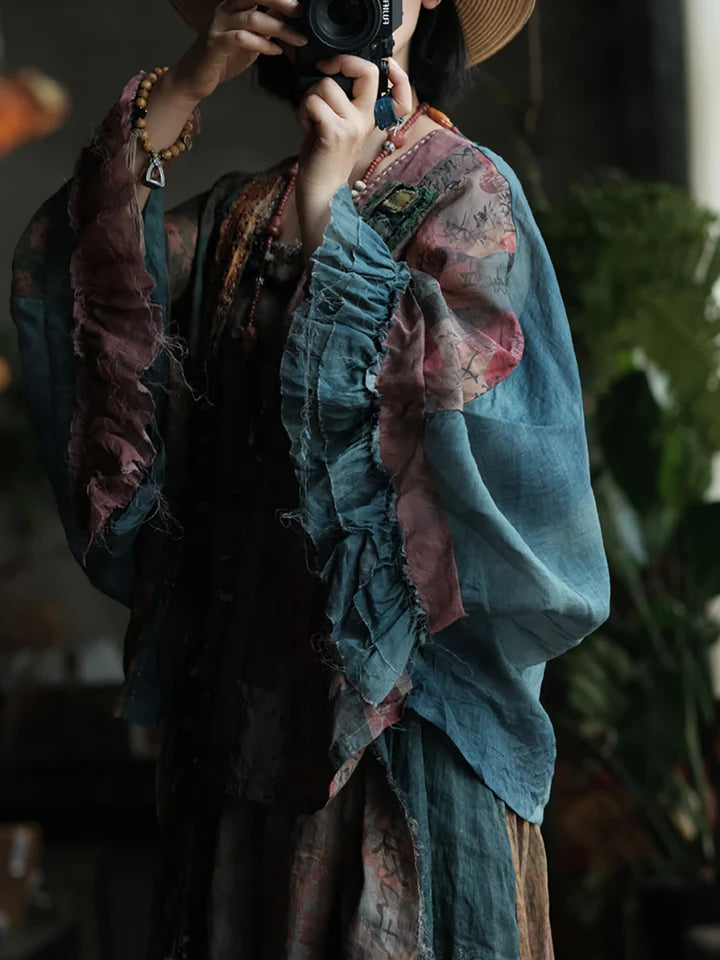 Boho Patchwork Ramie Blouse
