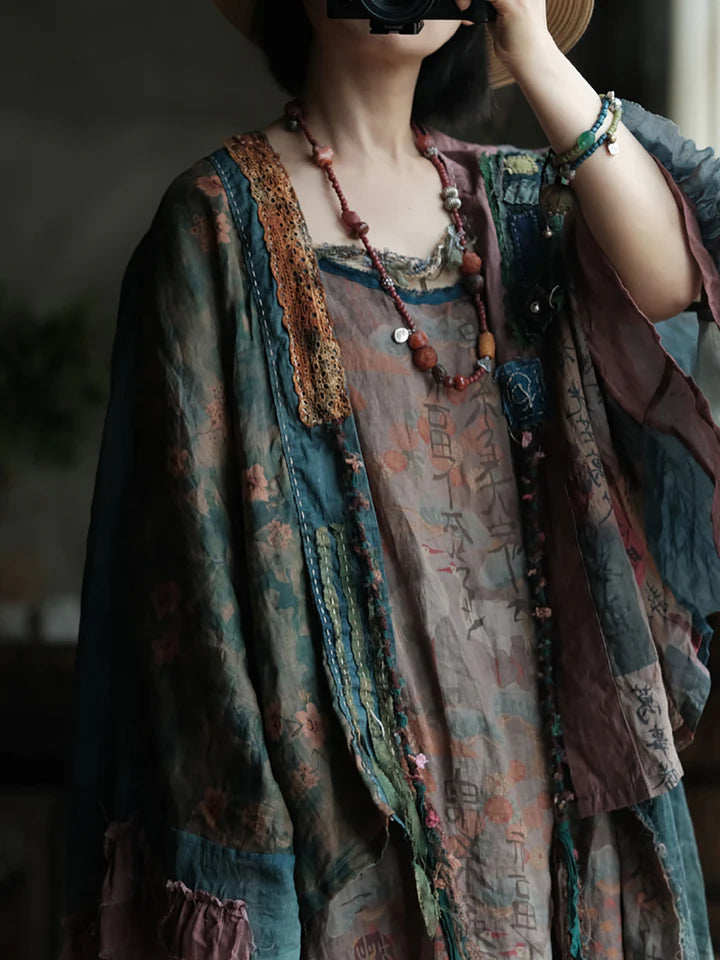 Boho Patchwork Ramie Blouse