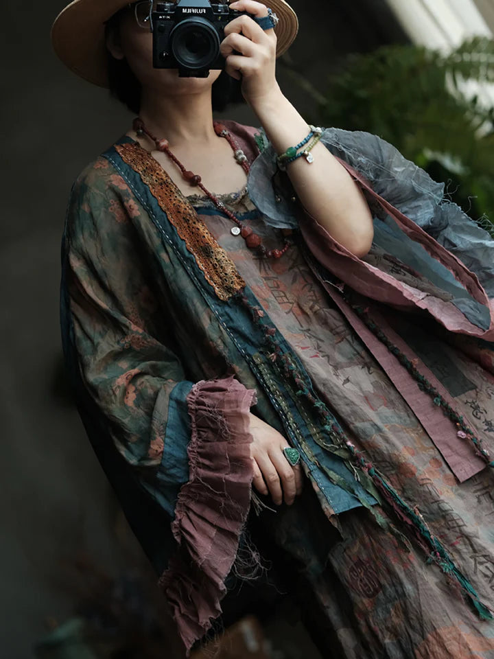 Boho Patchwork Ramie Blouse