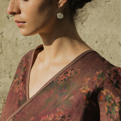 Floral Linen Wrap Kimono - Artistic Natural Print