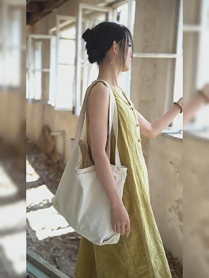 Linen Cotton Tunic Dress - Natural Boho Style