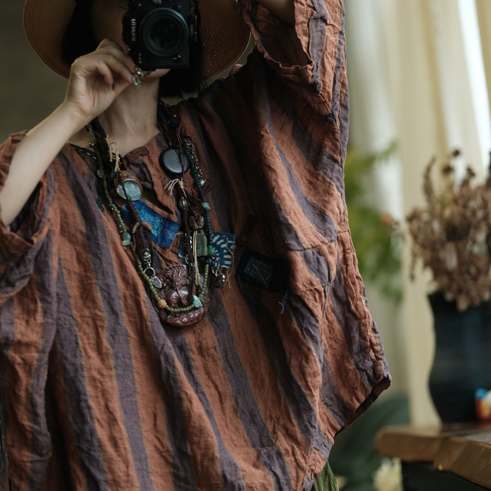 Vintage Striped Linen Tee