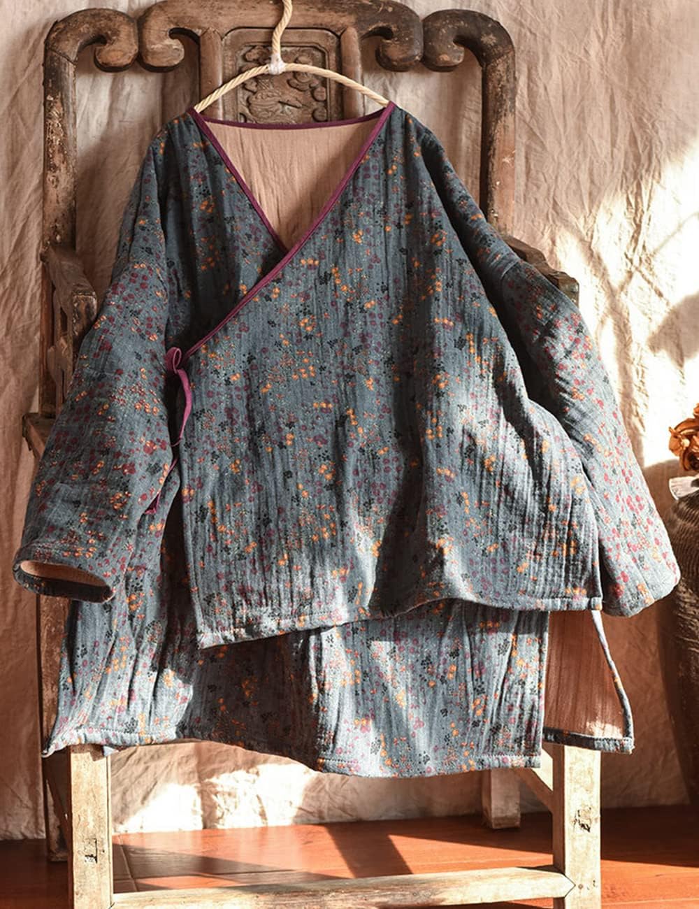 Vintage Blossom Cross-Over Blouse