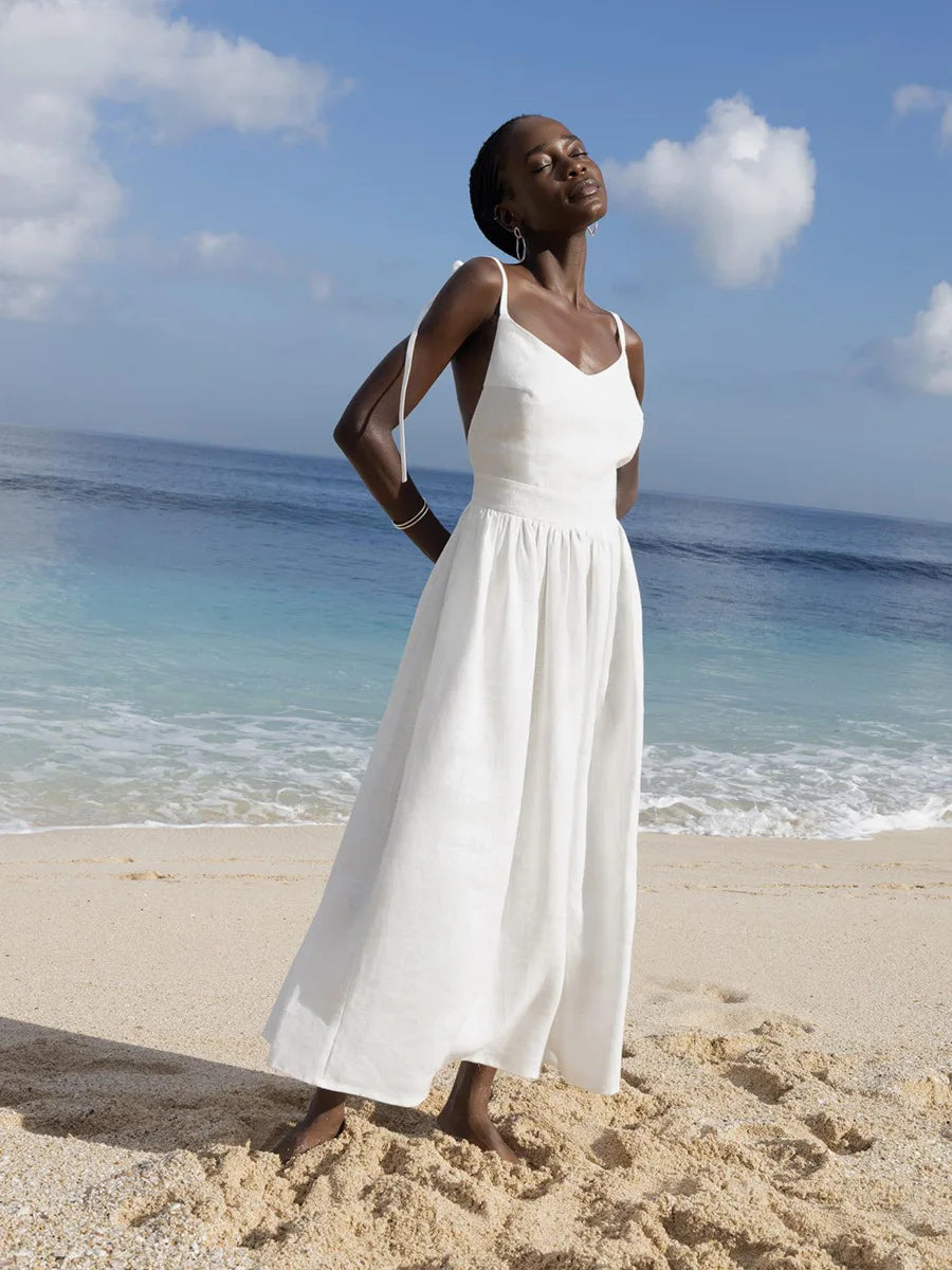 Vestido Santorini: elegante vestido largo de lino para verano