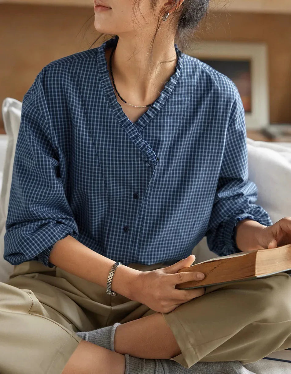 Camisa de Algodón y Lino para Mujer – Corte Relajado, Estilo Atemporal Primavera Verano