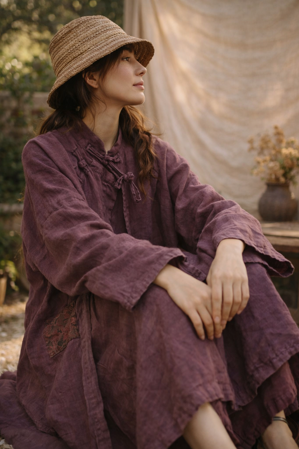 Chaqueta Kimono Larga de Lino 100% Rustic Flow