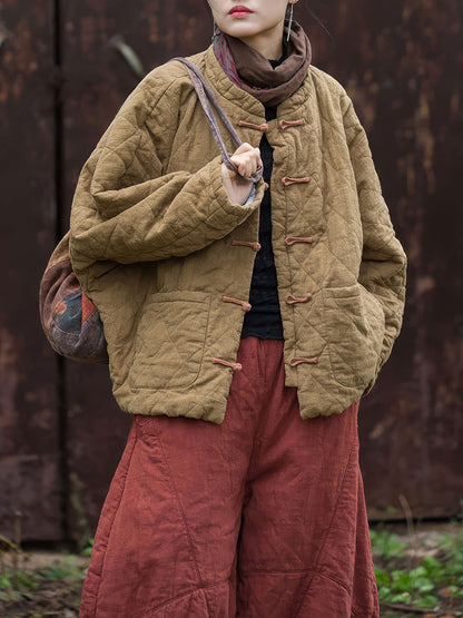 Quilted Ramie Cotton Jacket - Traditional Button Detail
