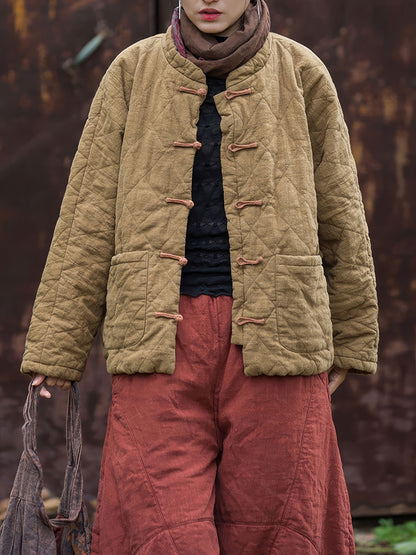 Quilted Ramie Cotton Jacket - Traditional Button Detail