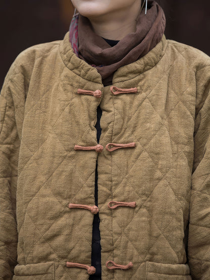 Quilted Ramie Cotton Jacket - Traditional Button Detail