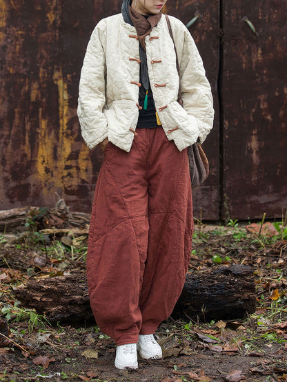 Quilted Ramie Cotton Jacket - Traditional Button Detail