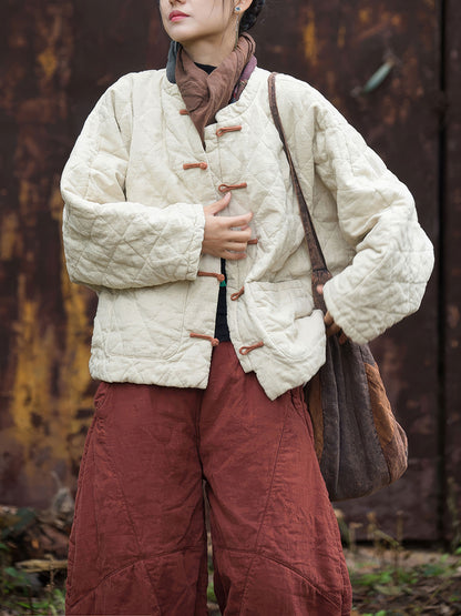Quilted Ramie Cotton Jacket - Traditional Button Detail