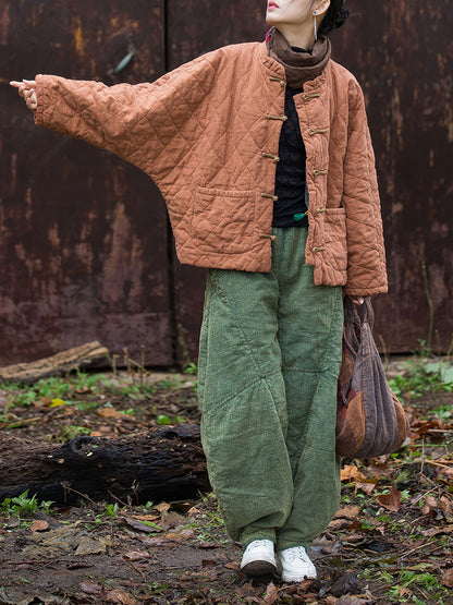 Quilted Ramie Cotton Jacket - Traditional Button Detail