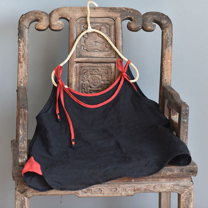 Strappy Contrast Ramie Blouse